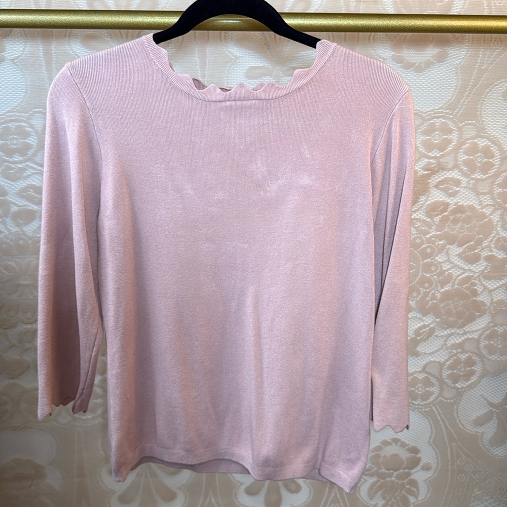 Philosophy Pink Scalloped Sweater